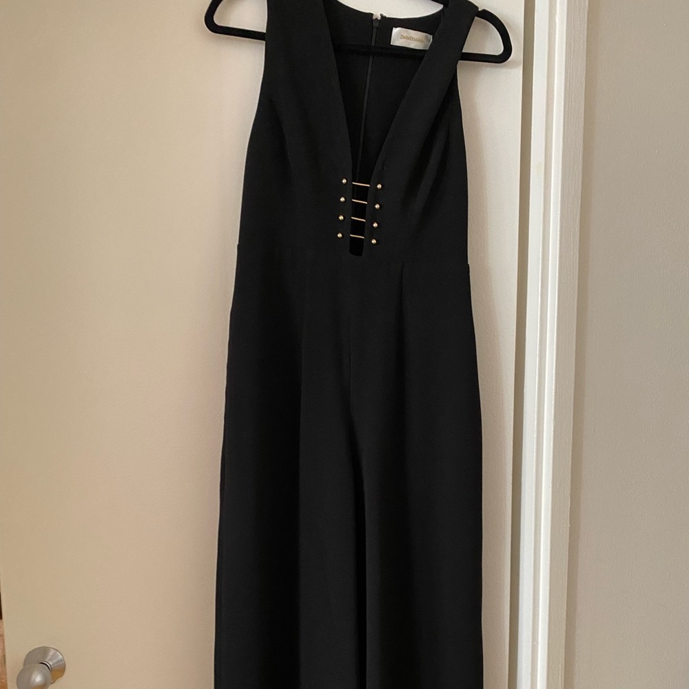 Zimmermann size 1 black plunge jumpsuit